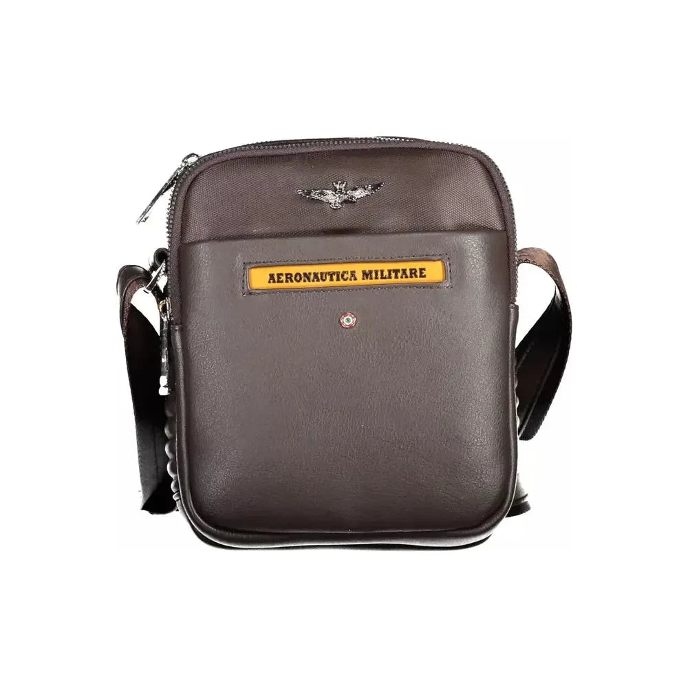 Aeronautica Militare Elegant Brown Shoulder Bag with Contrasting Details Aeronautica Militare