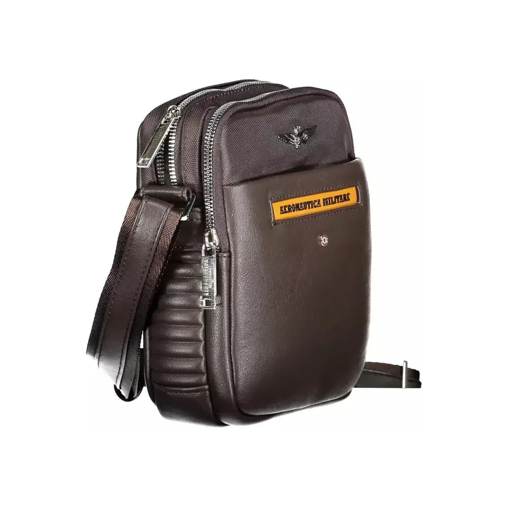 Aeronautica Militare Elegant Brown Shoulder Bag with Contrasting Details Aeronautica Militare