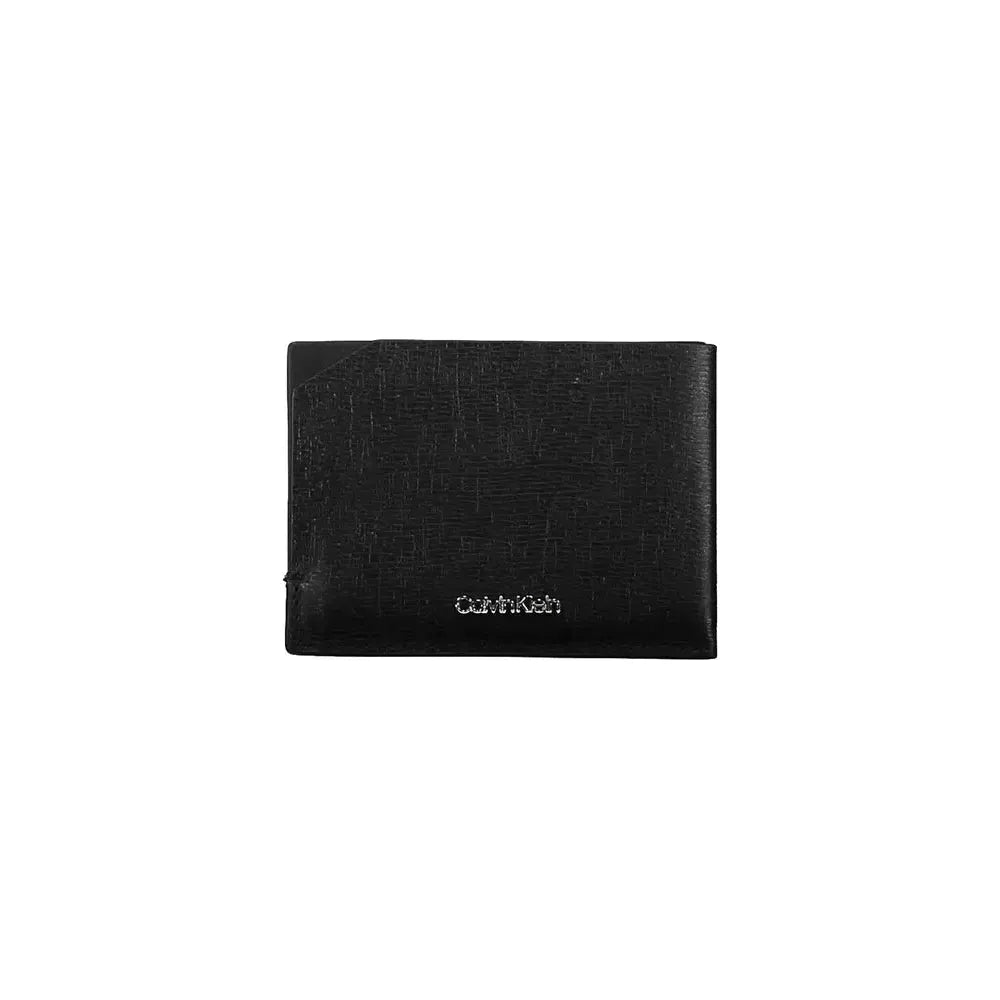 Calvin Klein Sleek Black Leather Card Holder with Logo Calvin Klein