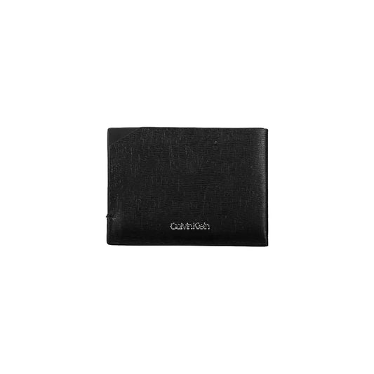 Calvin Klein Sleek Black Leather Card Holder with Logo Calvin Klein