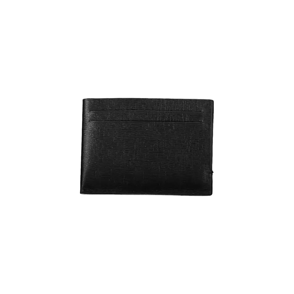 Calvin Klein Sleek Black Leather Card Holder with Logo Calvin Klein