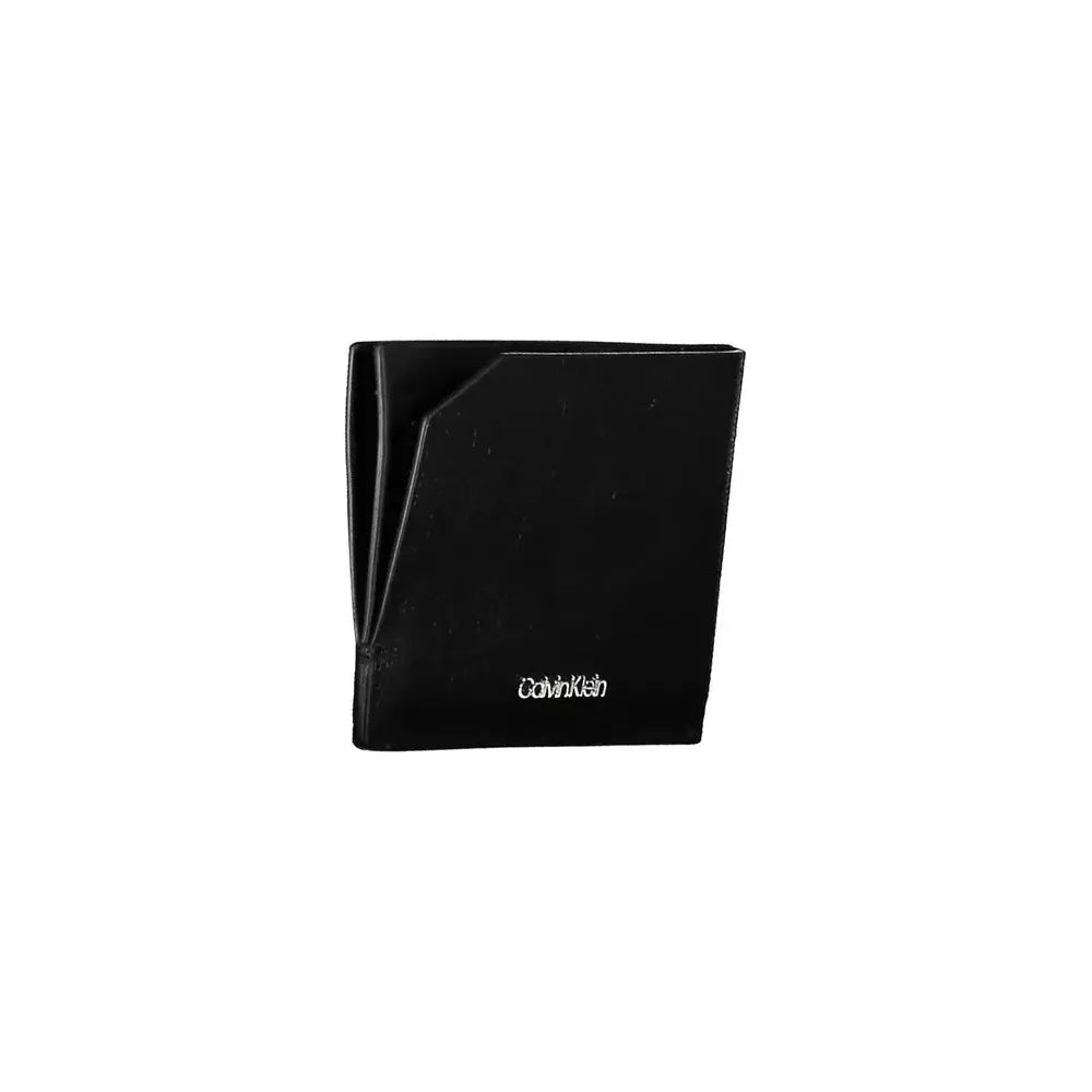 Calvin Klein Sleek Black Leather Card Holder with Logo Calvin Klein