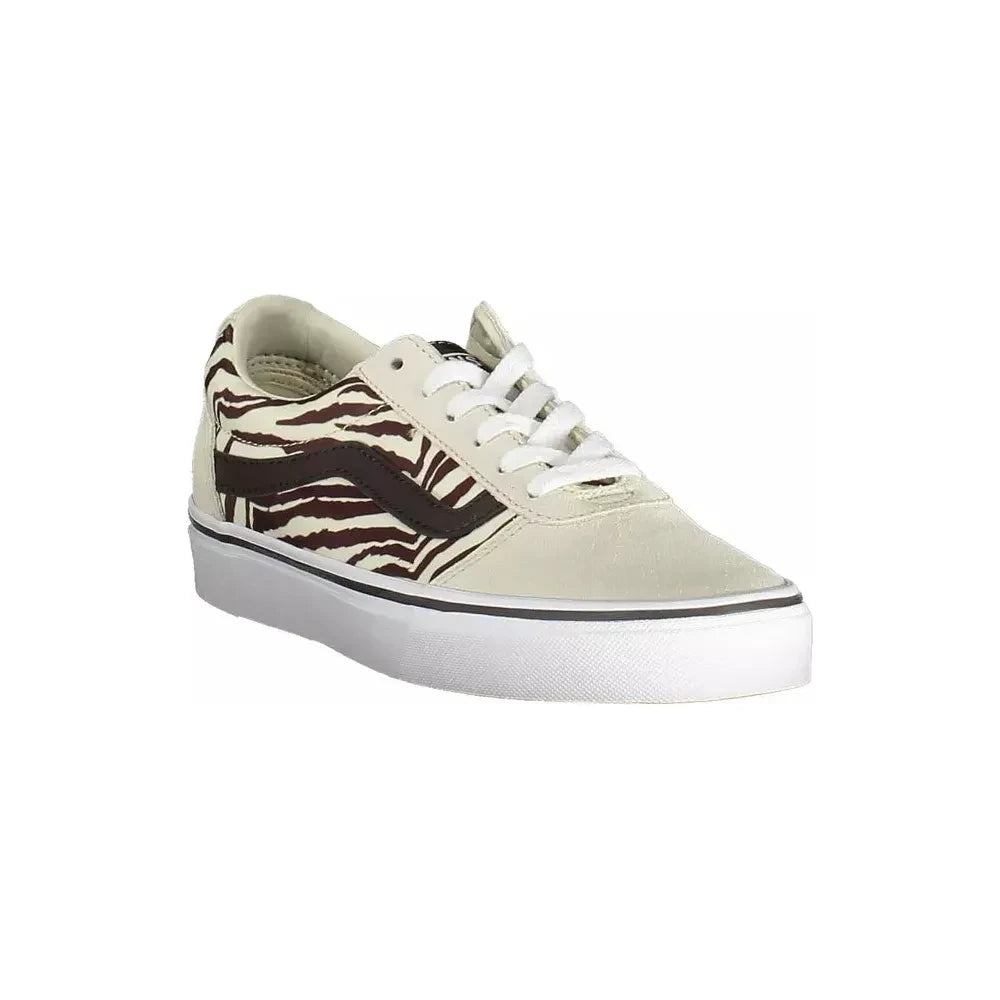 Vans Beige Lace-Up Sneaker with Contrasting Detail Vans