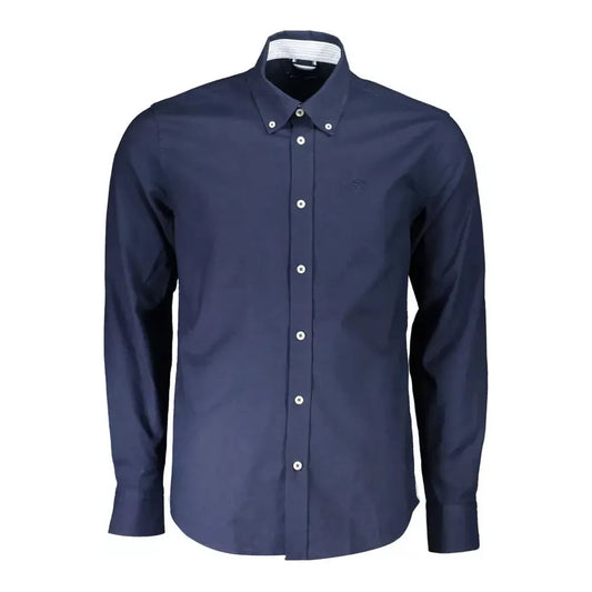 North Sails Classic Blue Cotton Shirt with Embroidered Logo North Sails