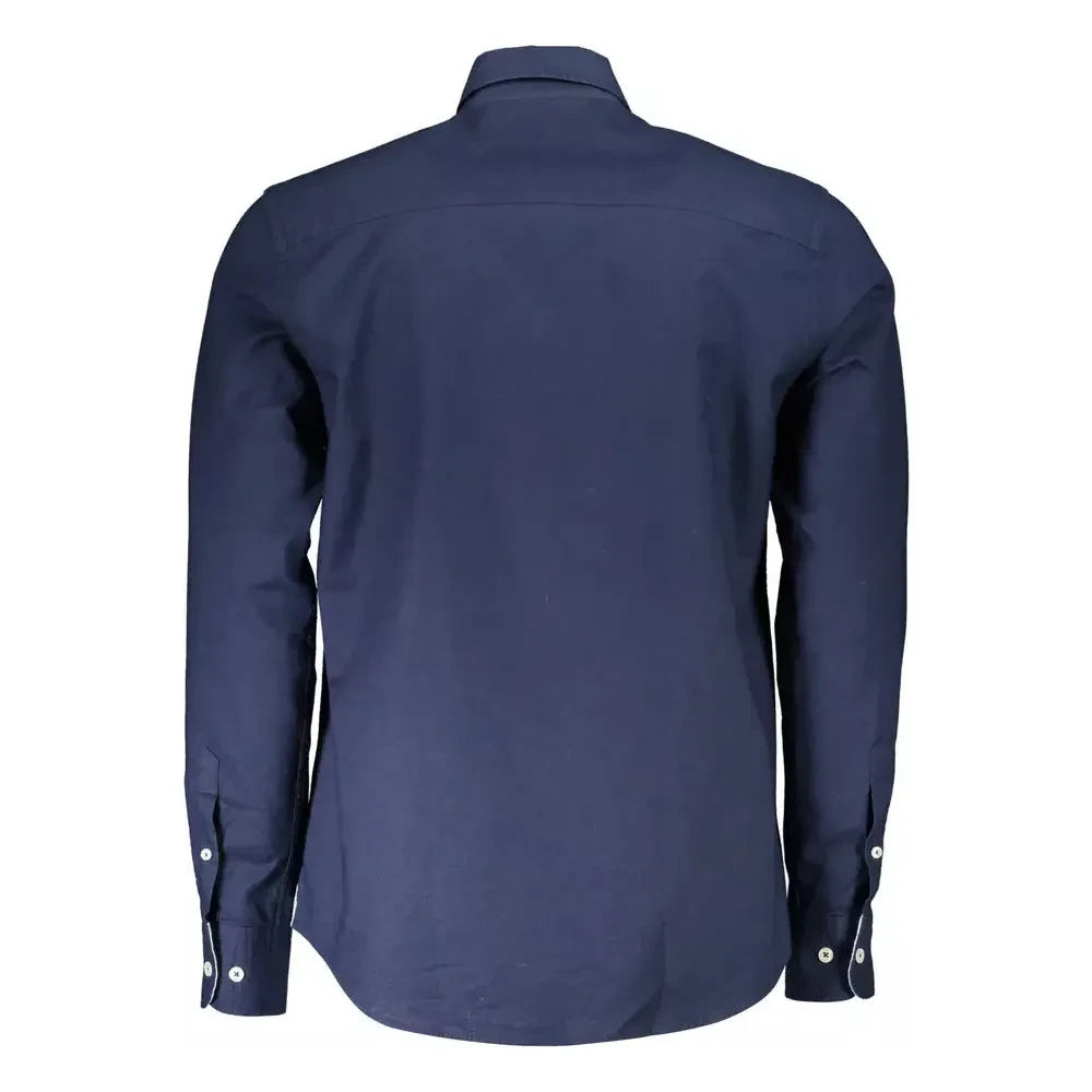 North Sails Classic Blue Cotton Shirt with Embroidered Logo North Sails