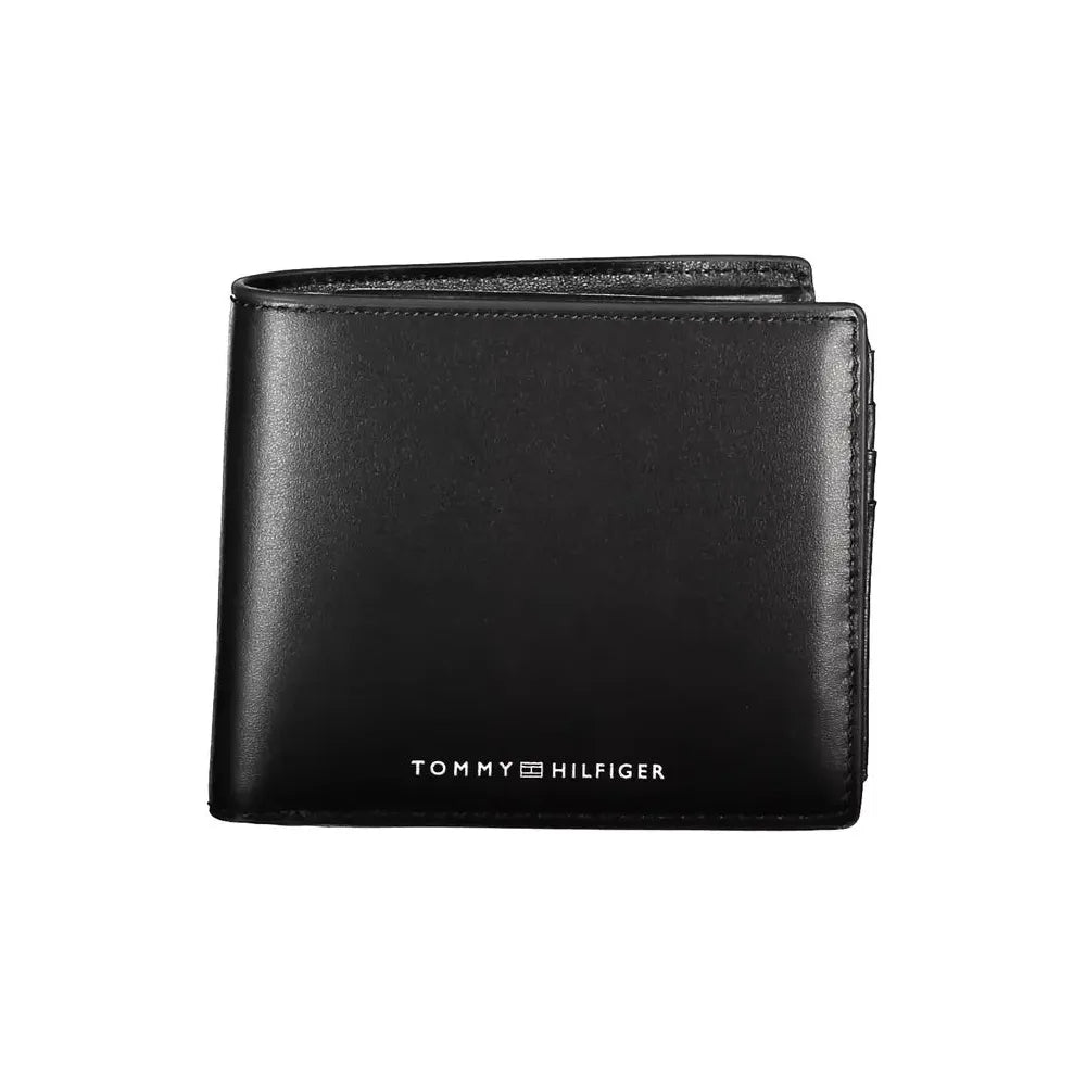 Tommy Hilfiger Sleek Black Leather Wallet with Coin Purse Tommy Hilfiger