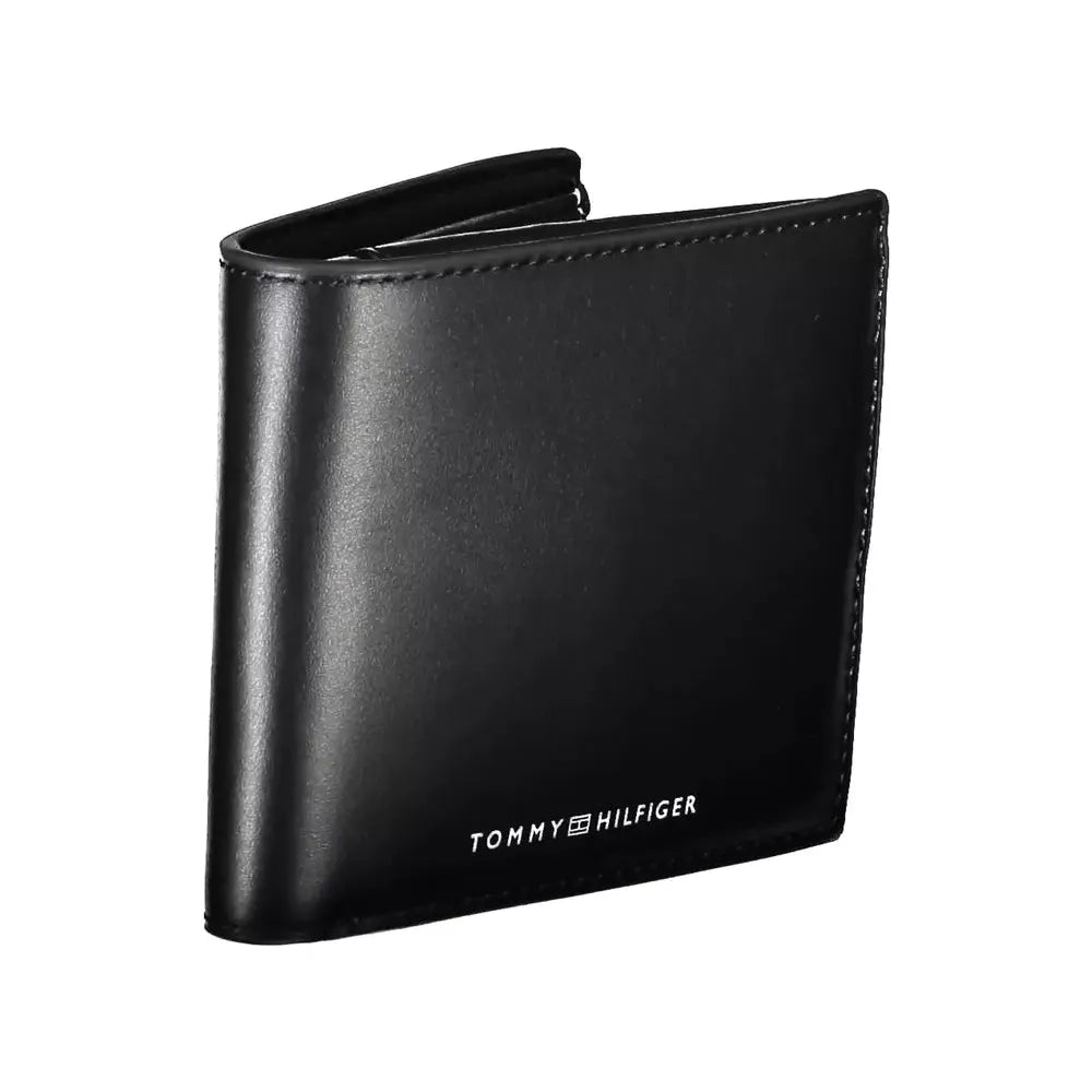 Tommy Hilfiger Sleek Black Leather Wallet with Coin Purse Tommy Hilfiger