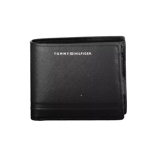 Tommy Hilfiger Sleek Black Leather Bifold Wallet with Coin Purse Tommy Hilfiger