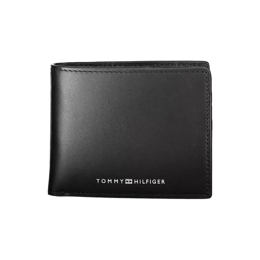 Tommy Hilfiger Elegant Black Leather Wallet with Logo Detail Tommy Hilfiger