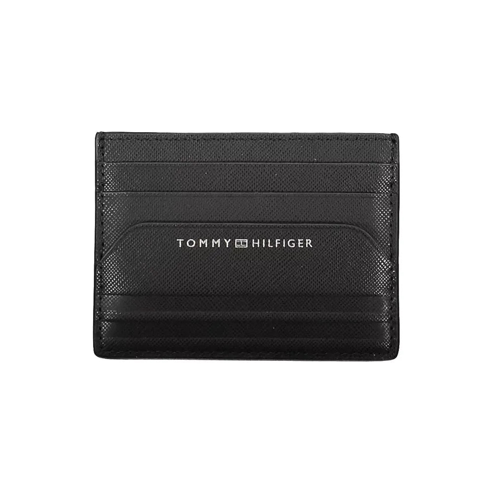 Tommy Hilfiger Sleek Black Leather Card Holder Tommy Hilfiger