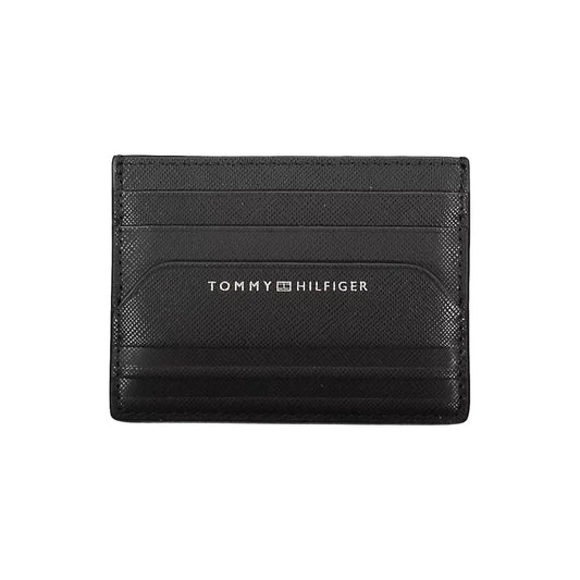 Tommy Hilfiger Sleek Black Leather Card Holder Tommy Hilfiger