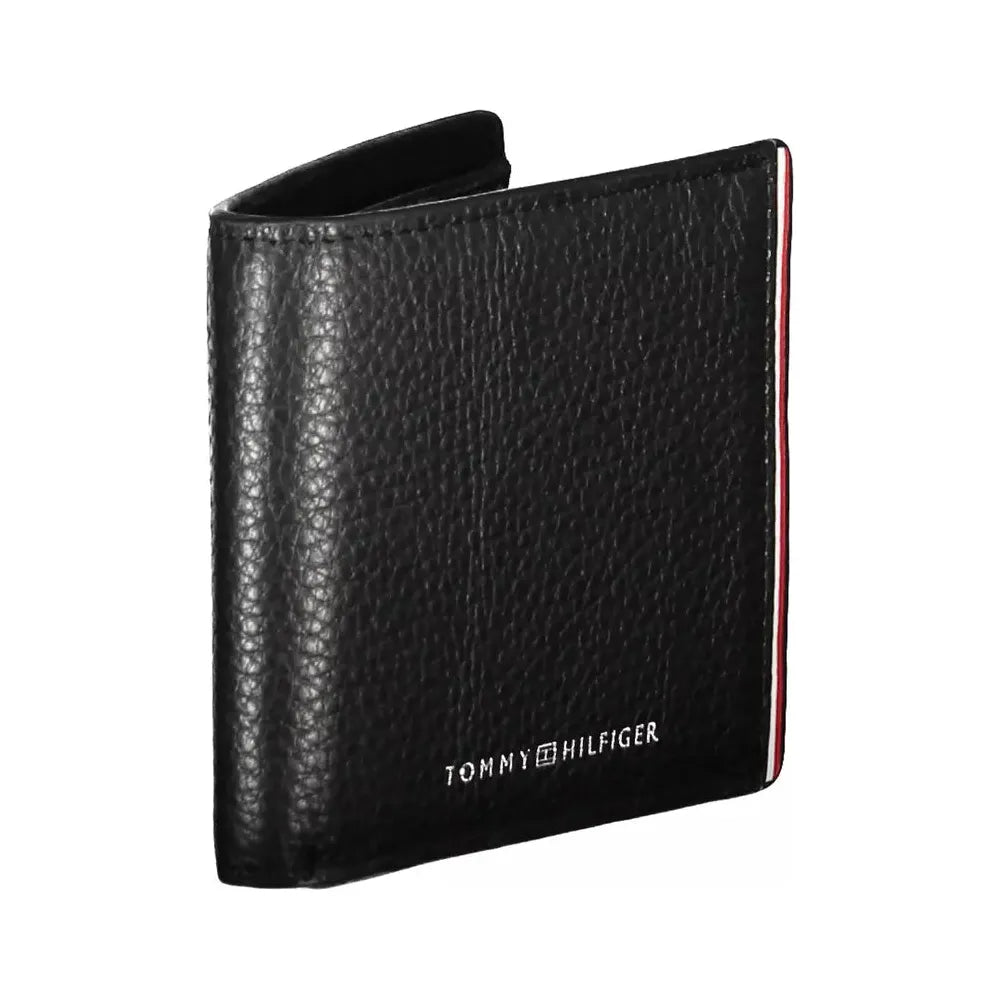 Tommy Hilfiger Sleek Black Leather Wallet with Logo Detail Tommy Hilfiger