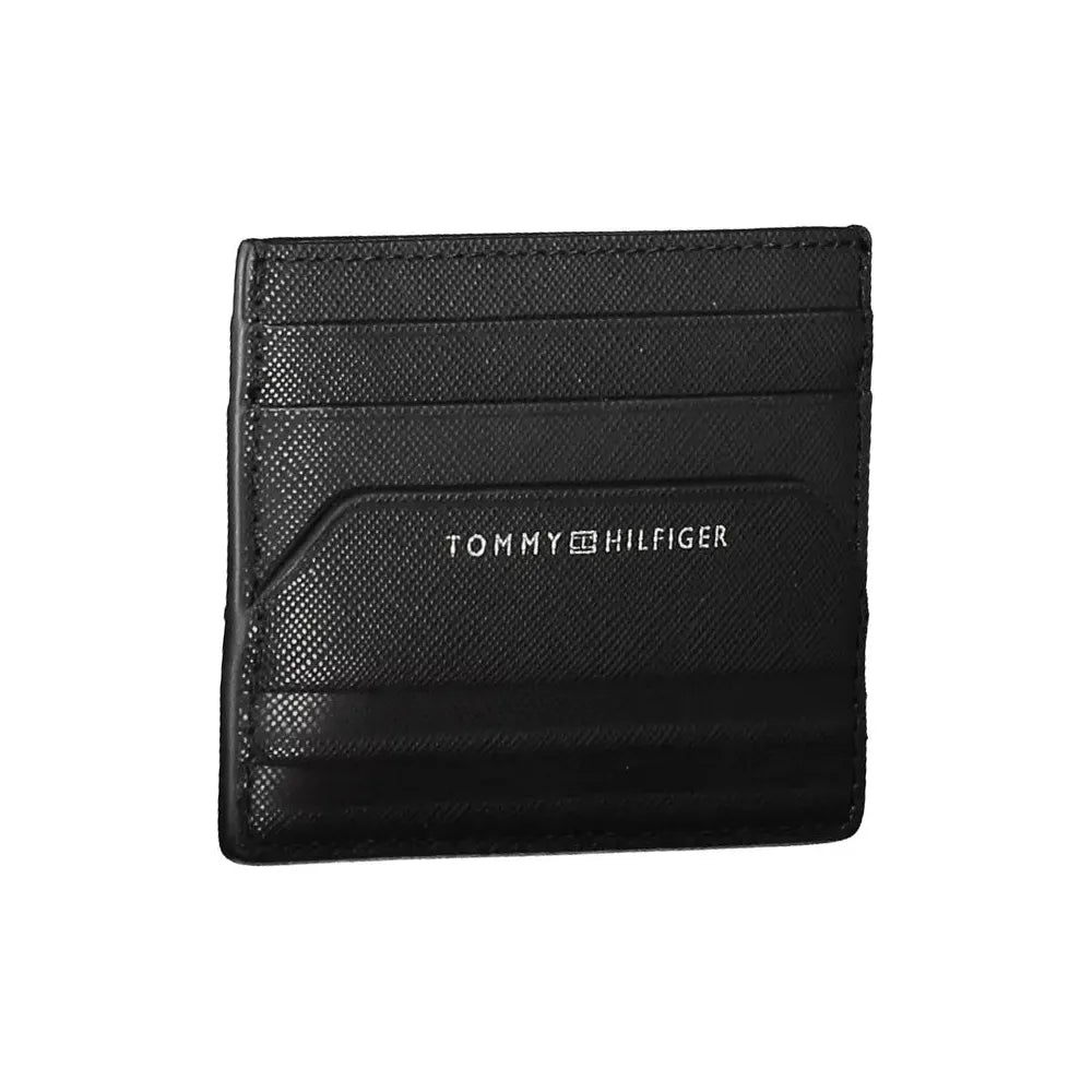 Tommy Hilfiger Sleek Black Leather Card Holder Tommy Hilfiger