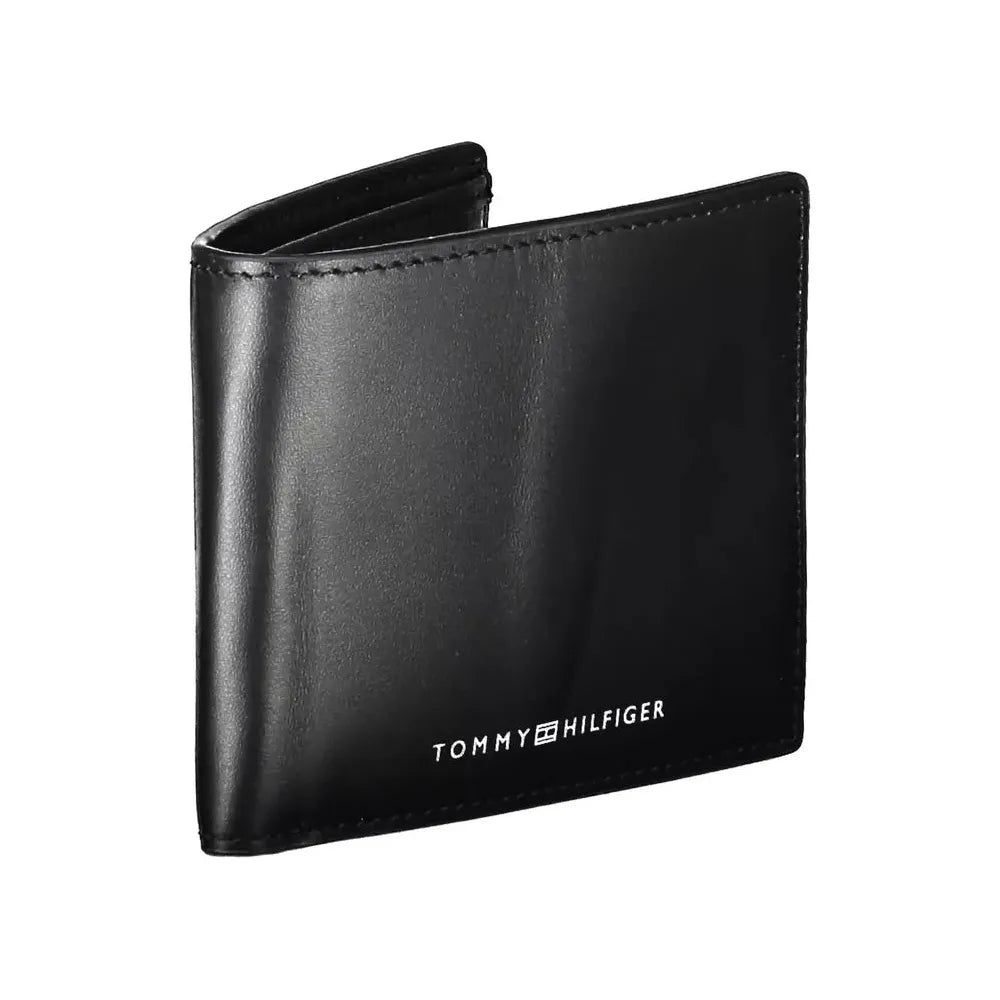 Tommy Hilfiger Elegant Black Leather Wallet with Logo Detail Tommy Hilfiger