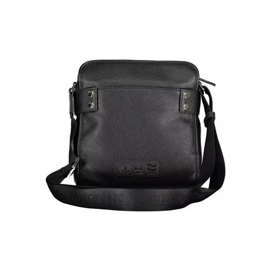 La Martina Sleek Black Shoulder Bag with Contrast Details La Martina