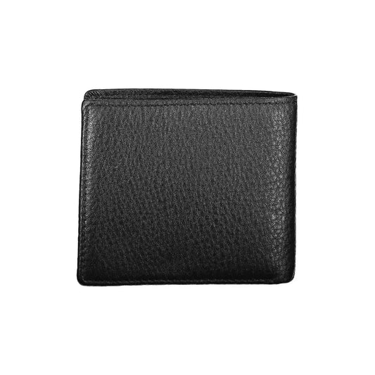 La Martina Sophisticated Black Leather Dual Compartment Wallet La Martina