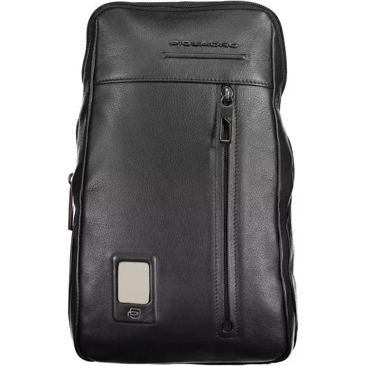 Piquadro Sleek Black Leather Shoulder Bag with Laptop Space Piquadro