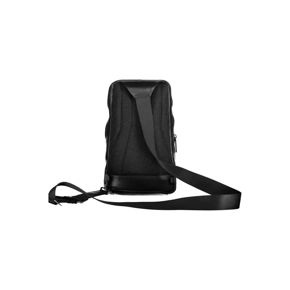 Piquadro Sleek Black Leather Shoulder Bag with Laptop Space Piquadro