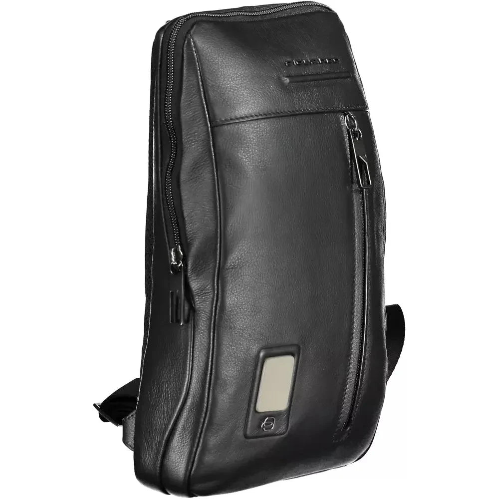 Piquadro Sleek Black Leather Shoulder Bag with Laptop Space Piquadro