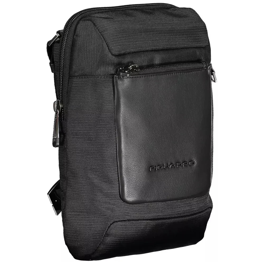 Piquadro Sleek Black Recycled Material Shoulder Bag Piquadro