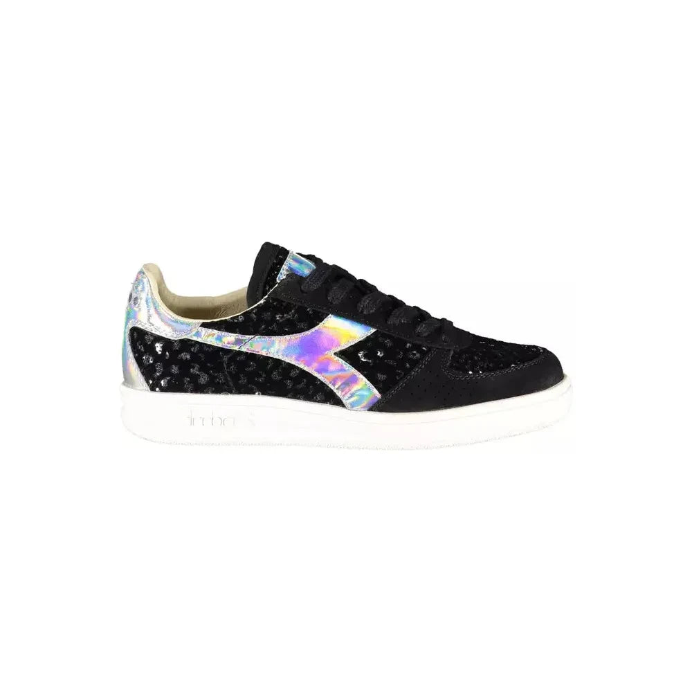 Diadora Chic Black Lace-Up Sneakers with Contrasting Details Diadora