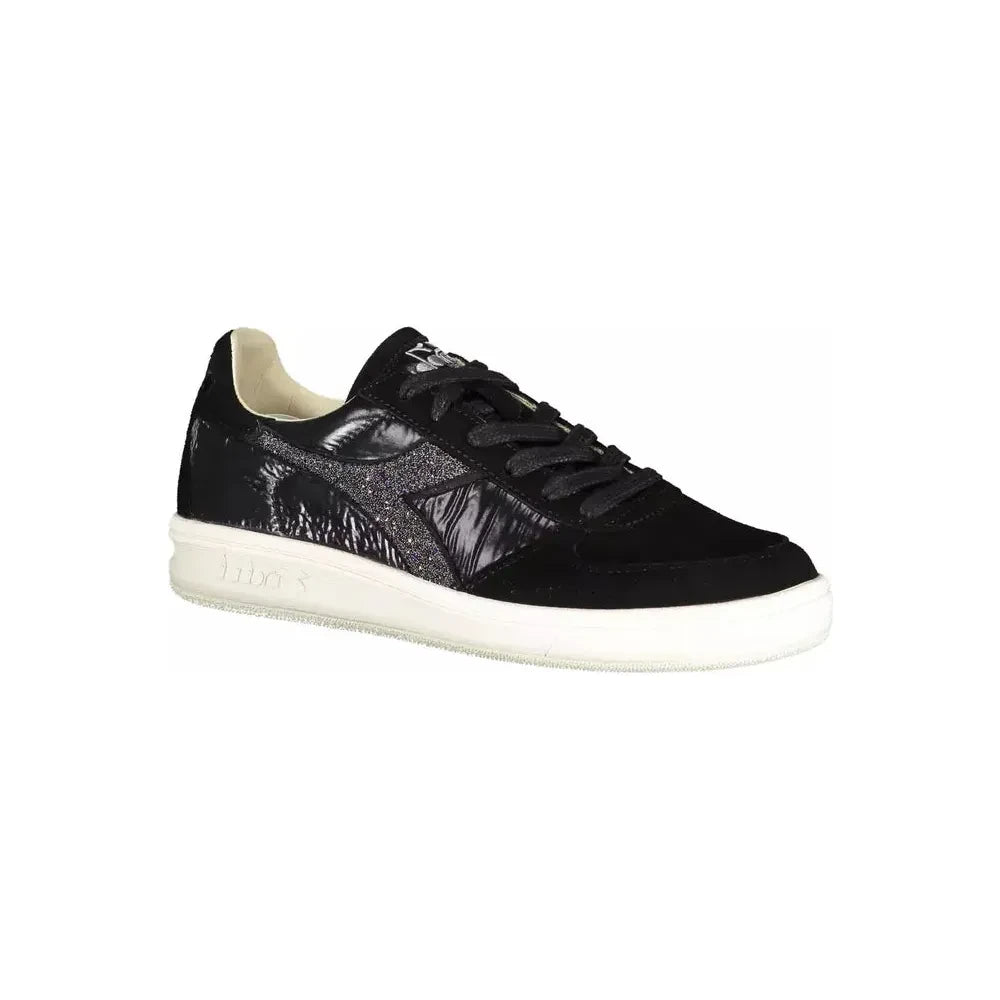 Diadora Elegant Black Sneakers with Swarovski Crystals Diadora