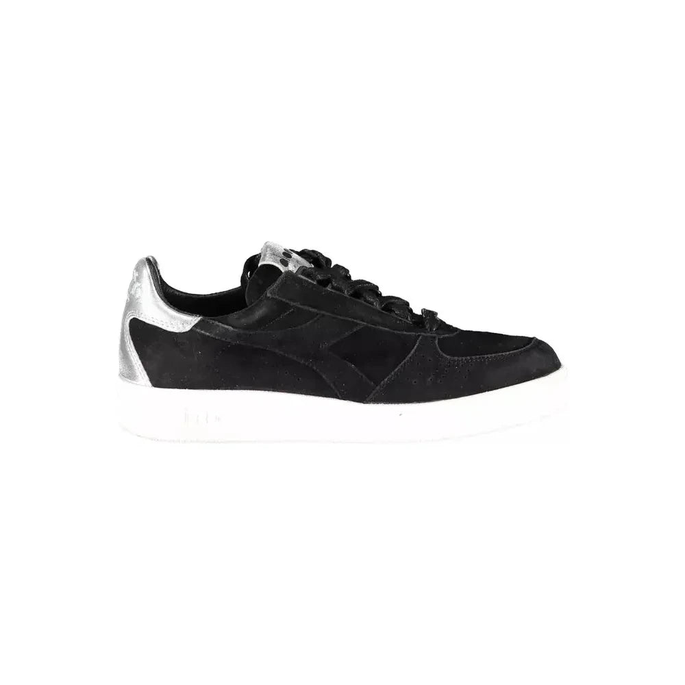 Diadora Elegant Black Leather Sneakers with Lace Details Diadora