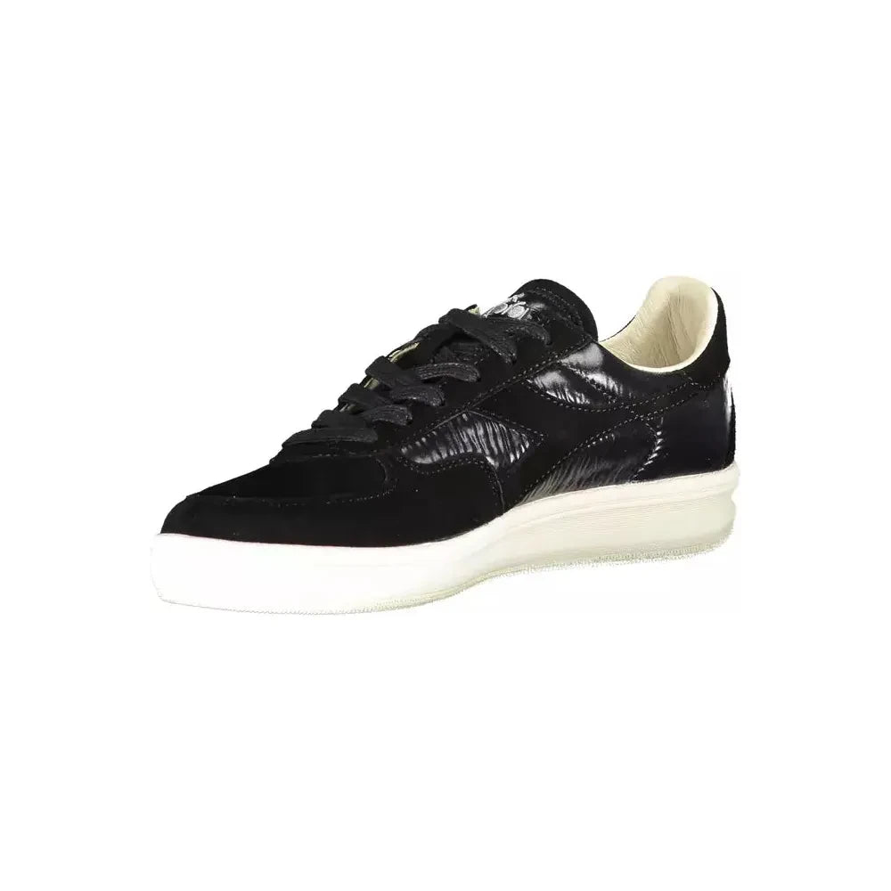 Diadora Elegant Black Sneakers with Swarovski Crystals Diadora