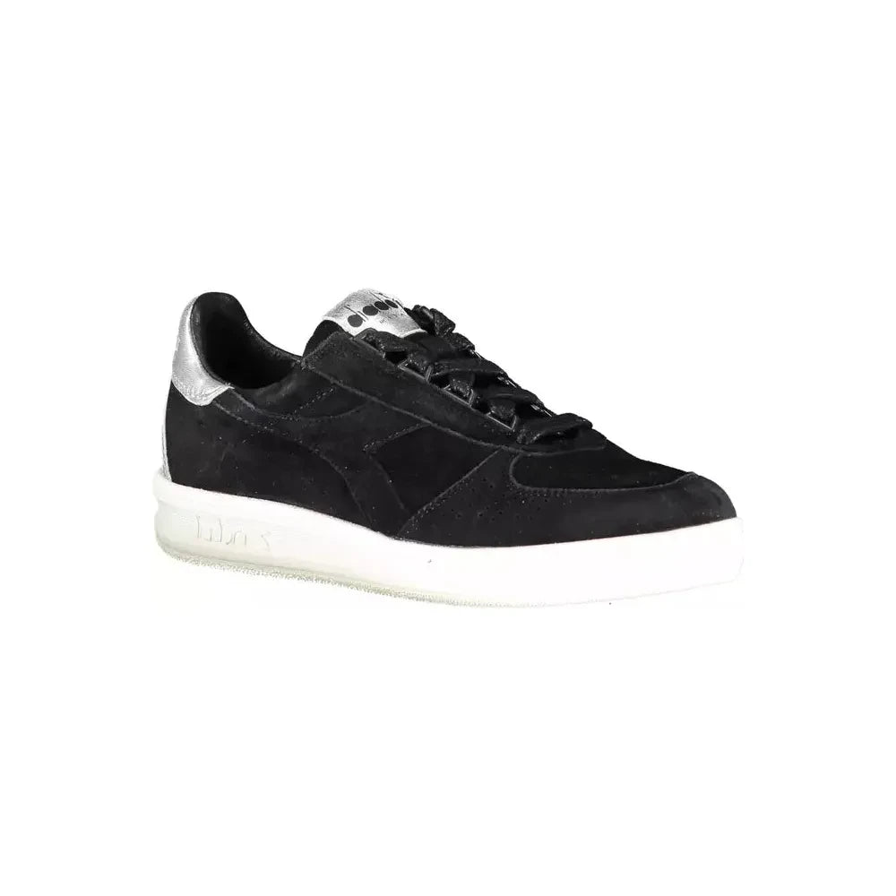 Diadora Elegant Black Leather Sneakers with Lace Details Diadora