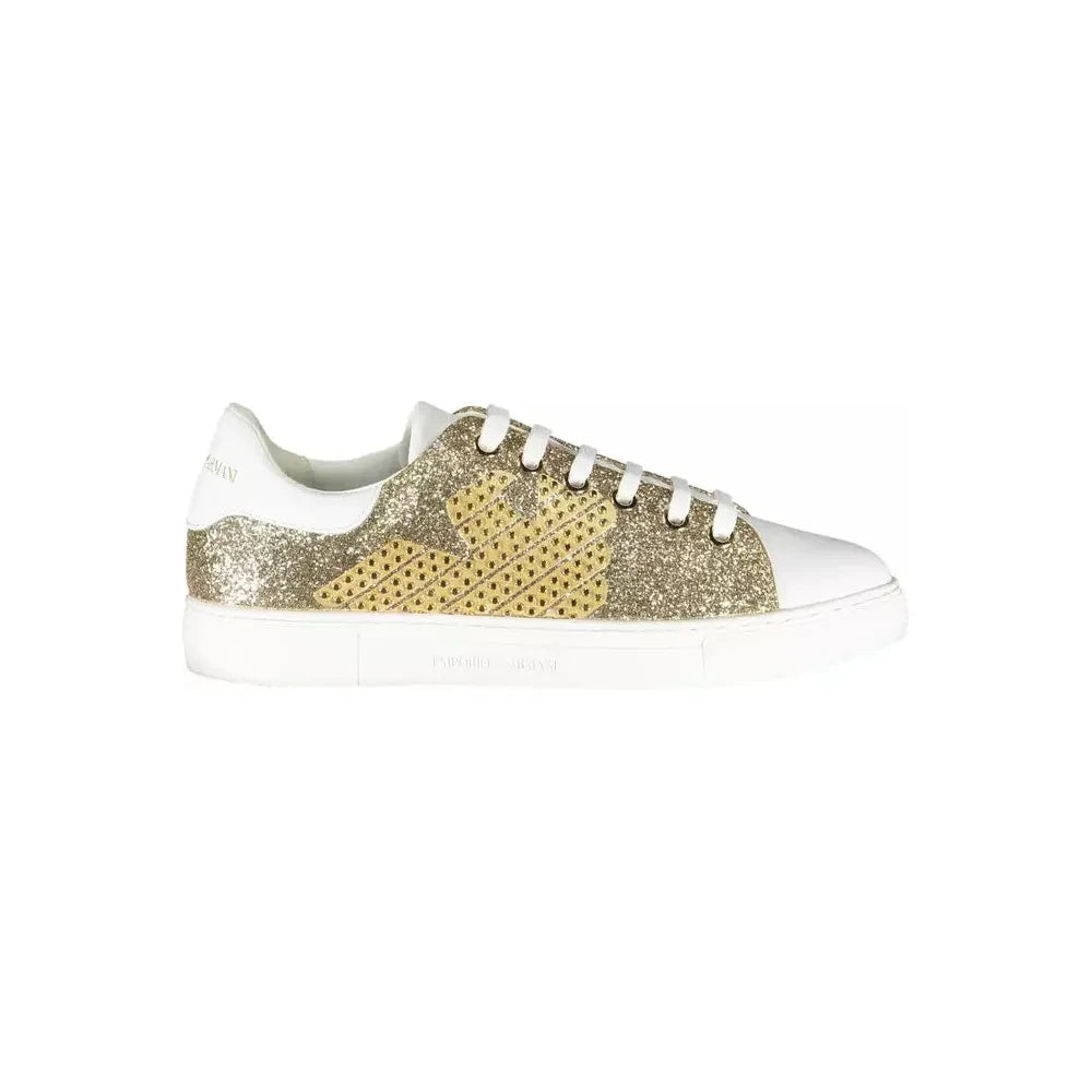 Emporio Armani Gleaming Gold Lace-Up Sport Sneakers Emporio Armani