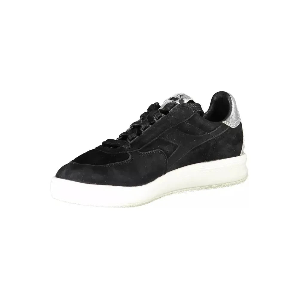 Diadora Elegant Black Leather Sneakers with Lace Details Diadora