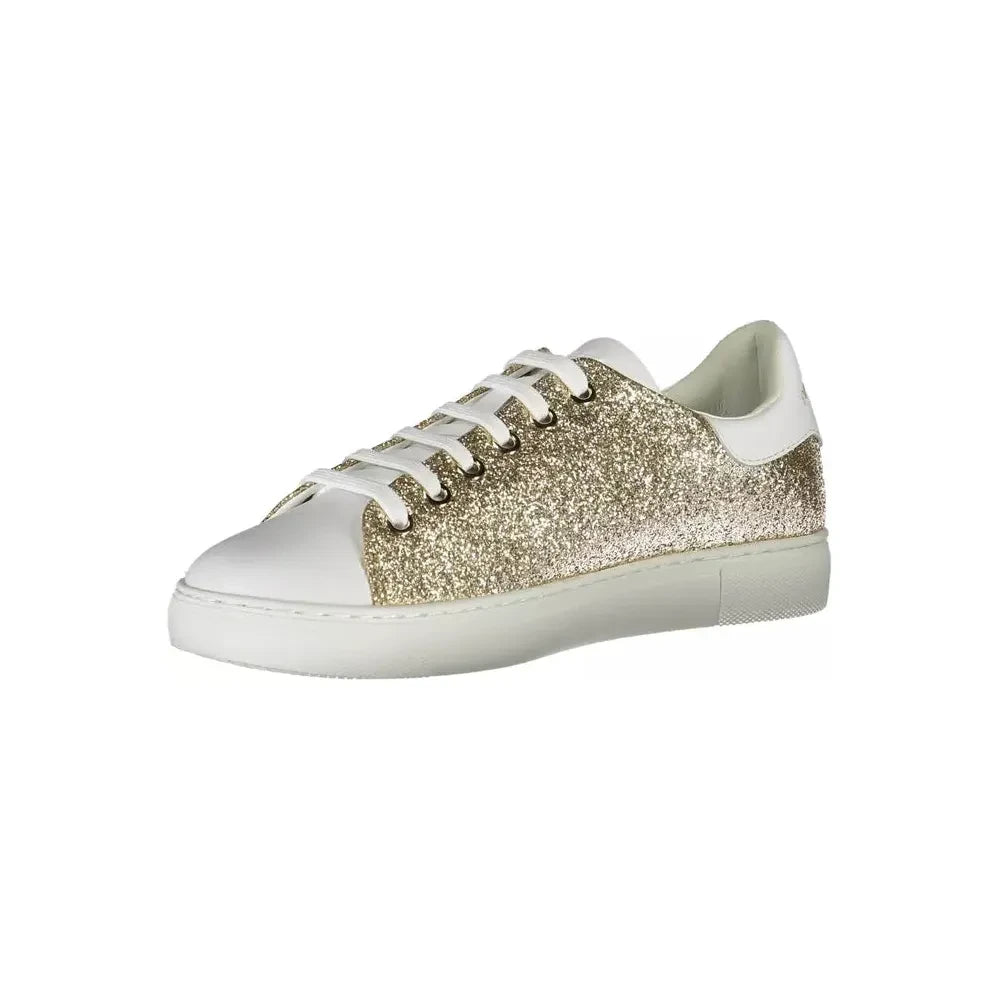 Emporio Armani Gleaming Gold Lace-Up Sport Sneakers Emporio Armani