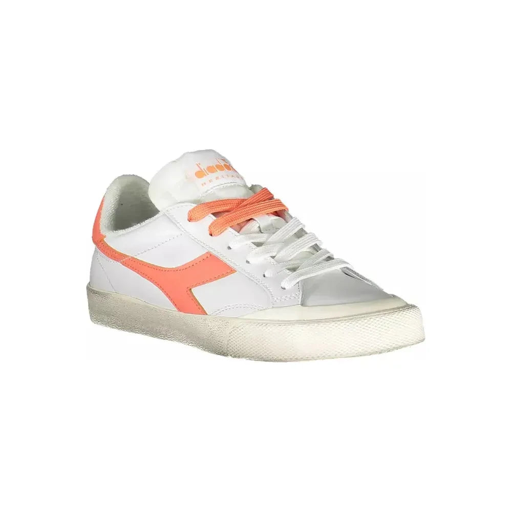 Diadora Elegant White Leather Lace-Up Sneakers Diadora