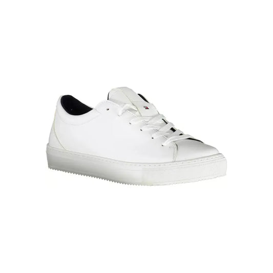 Tommy Hilfiger Chic White Lace-Up Sneakers with Logo Detail Tommy Hilfiger