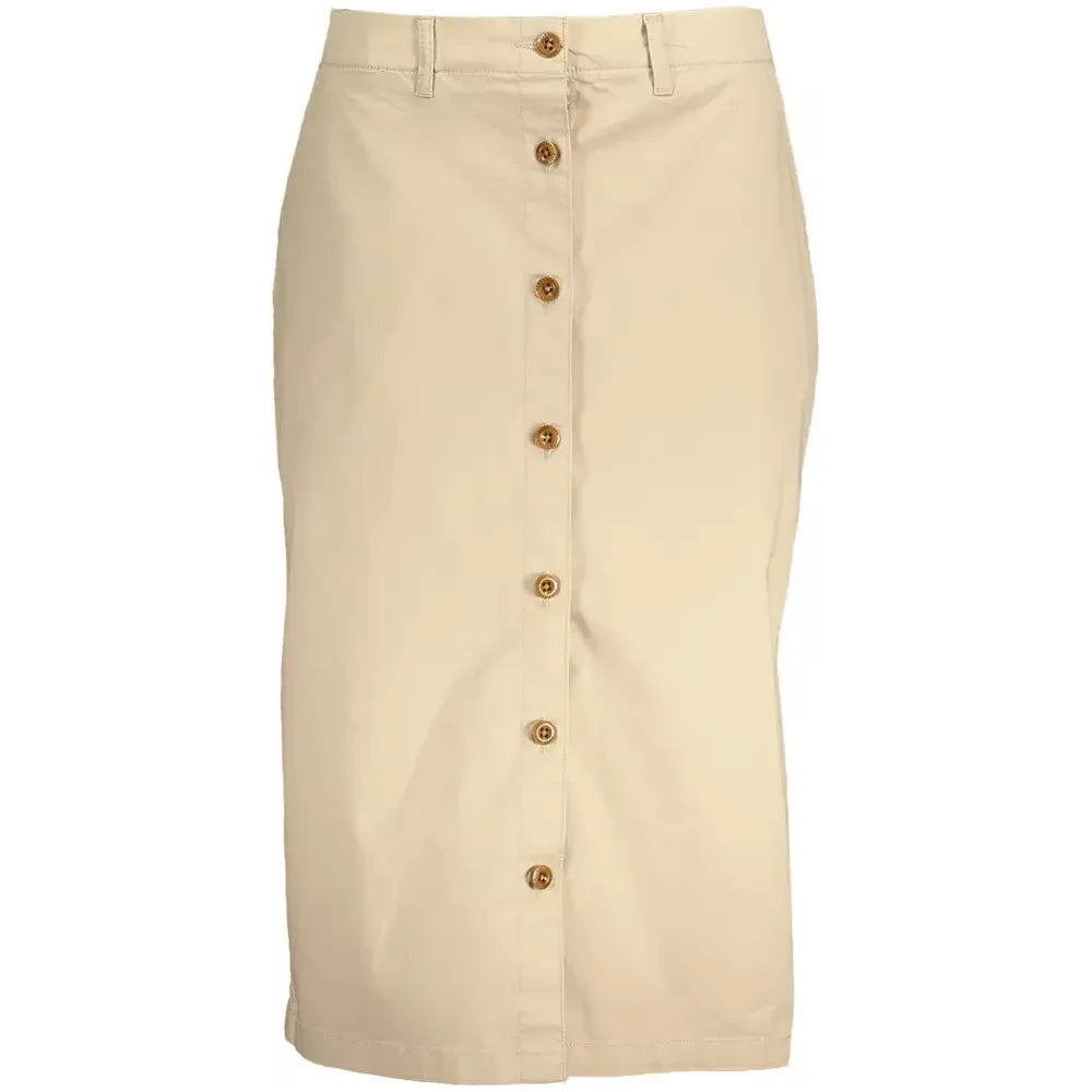 Gant Chic Beige Longuette Skirt with Classic Button Detail Gant