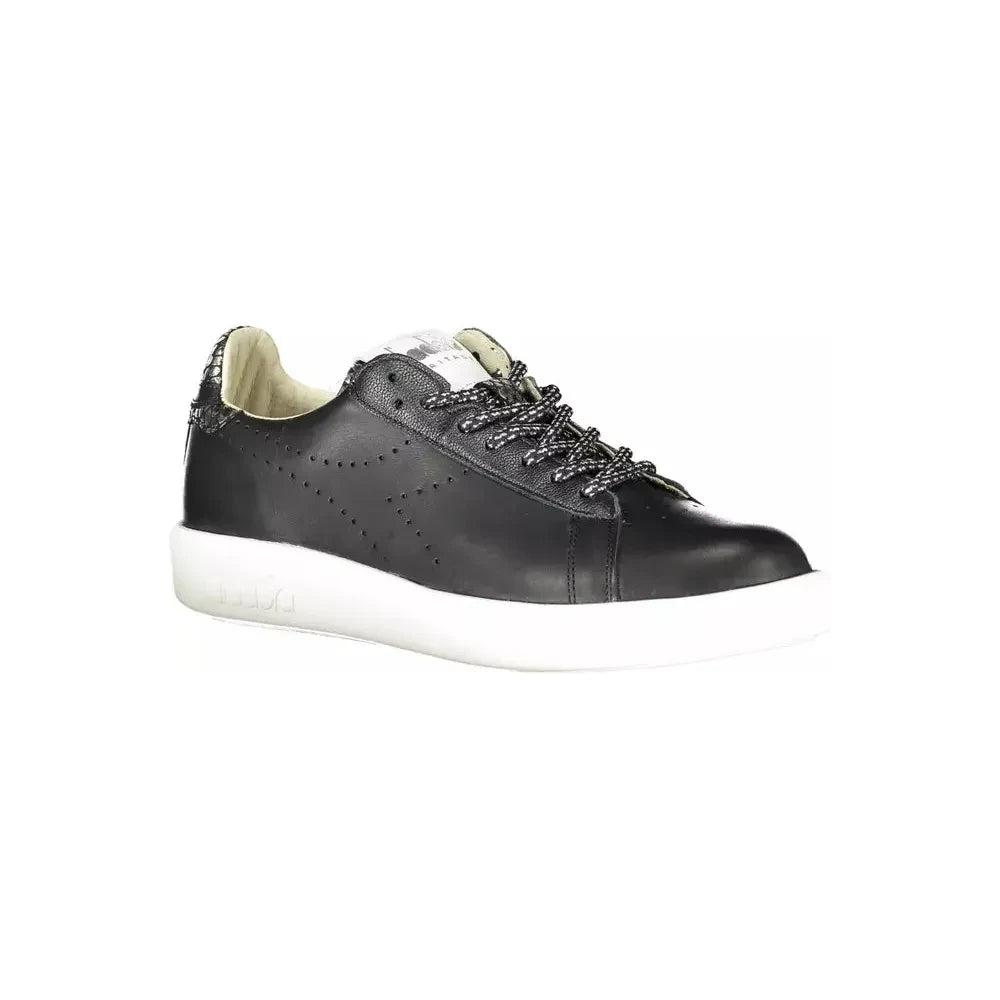 Diadora Chic Black Contrast Sole Lace-Up Sneakers Diadora