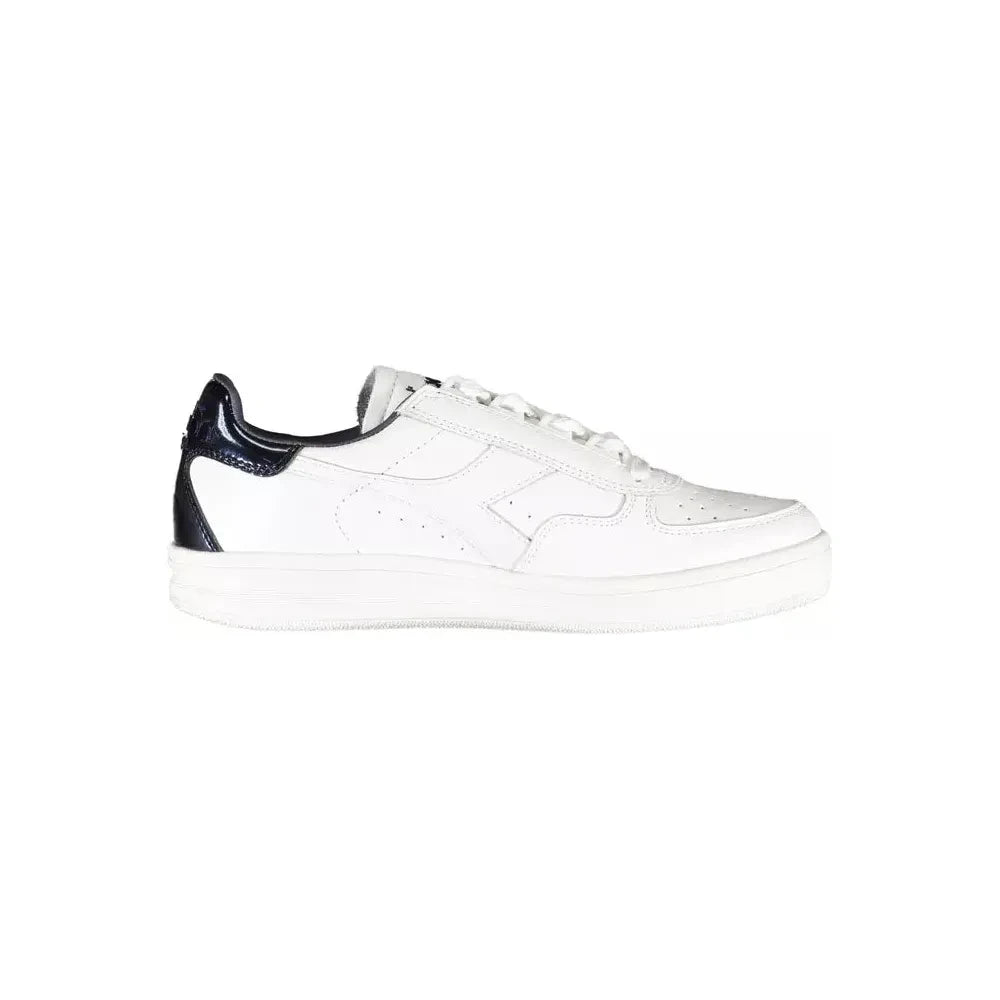 Diadora Elegant White Lace-Up Sneakers with Contrast Detail Diadora