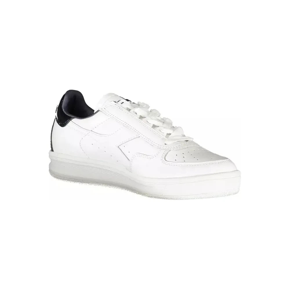 Diadora Elegant White Lace-Up Sneakers with Contrast Detail Diadora