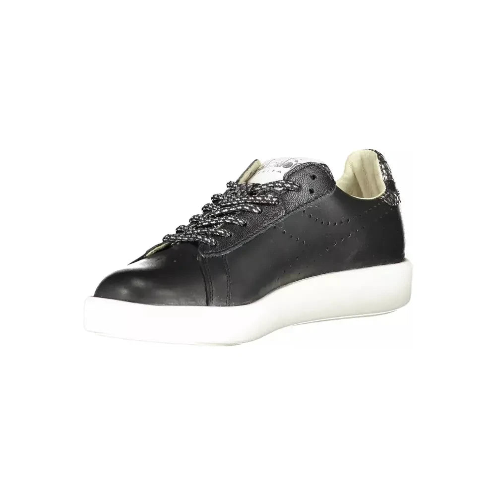 Diadora Chic Black Contrast Sole Lace-Up Sneakers Diadora