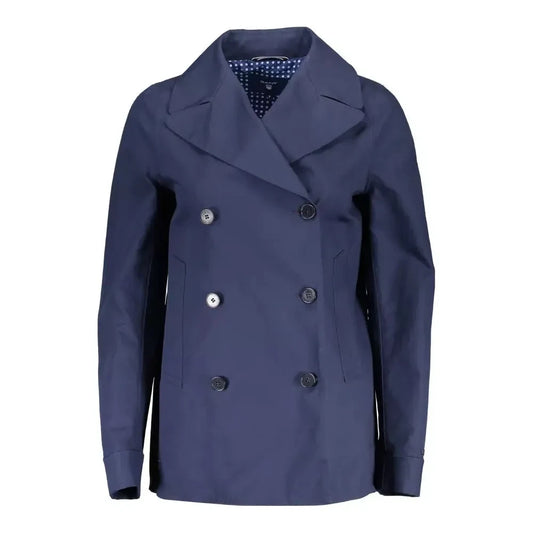 Gant Chic Blue Cotton Sports Jacket with Logo Detail Gant