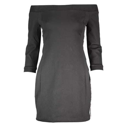 Calvin Klein Elegant Off-Shoulder Black Dress with Contrast Details Calvin Klein