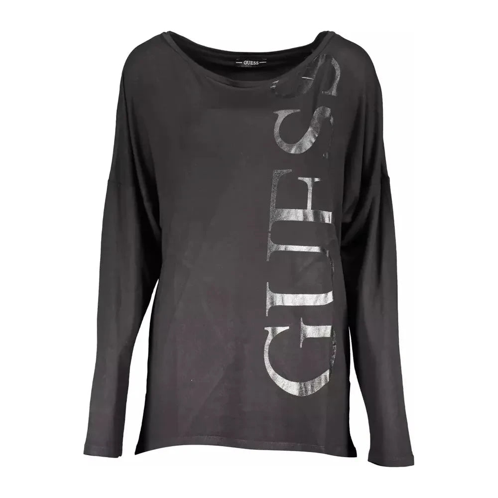 Guess Jeans Sleek Black Long Sleeve Logo Tee Guess Jeans