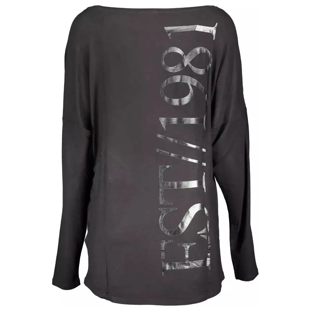 Guess Jeans Sleek Black Long Sleeve Logo Tee Guess Jeans