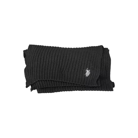 U.S. POLO ASSN. Elegant Black Wool-Cashmere Blend Scarf U.S. POLO ASSN.