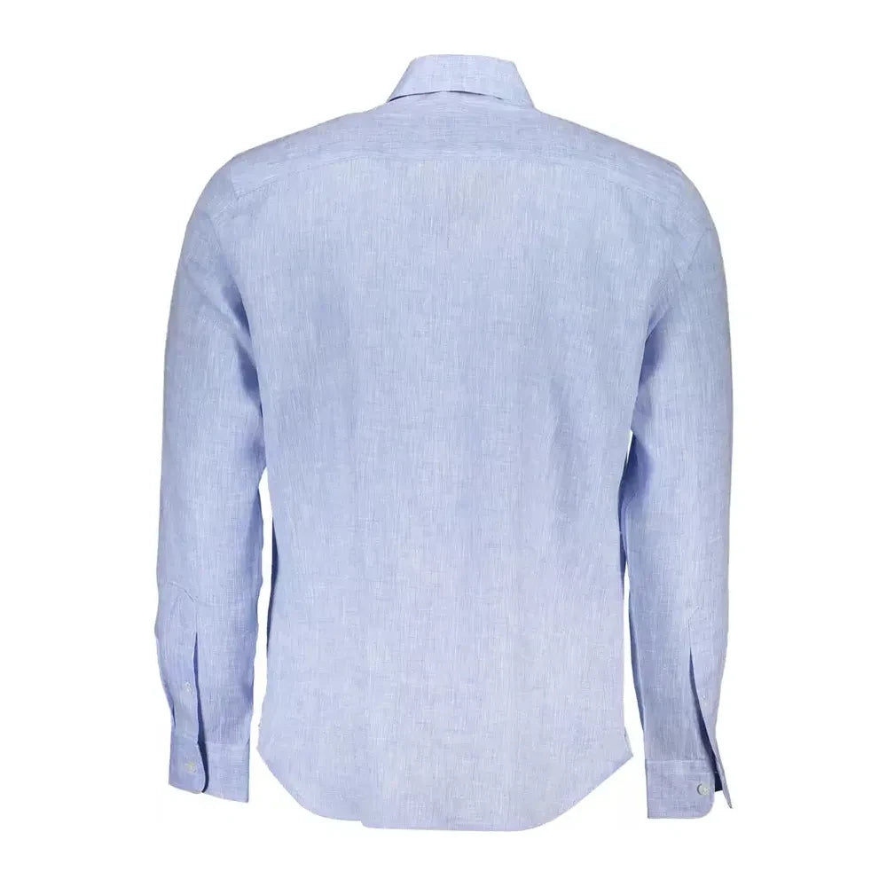 North Sails Elegant Light Blue Linen Shirt North Sails