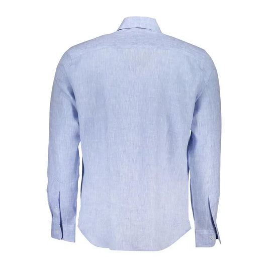 North Sails Elegant Light Blue Linen Shirt North Sails