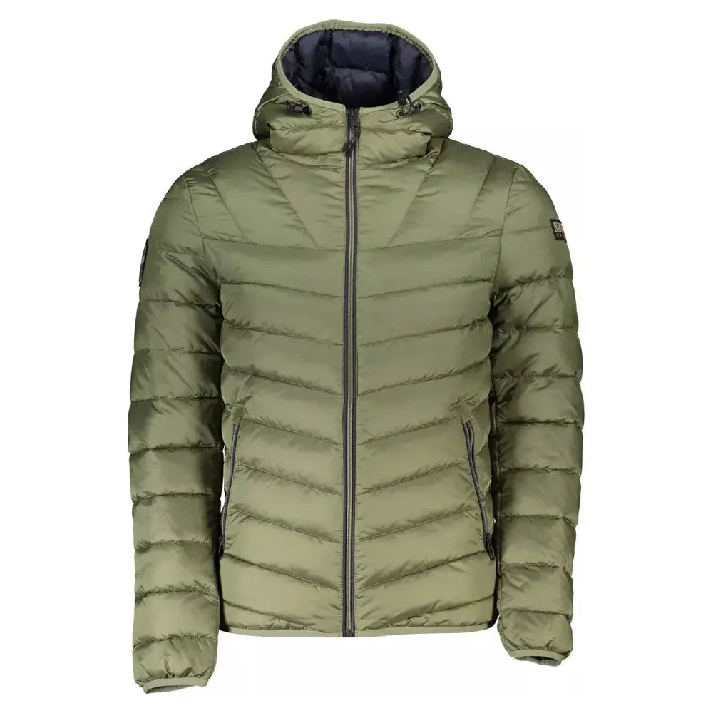 Napapijri Sleek Polyamide Hooded Jacket in Green Napapijri