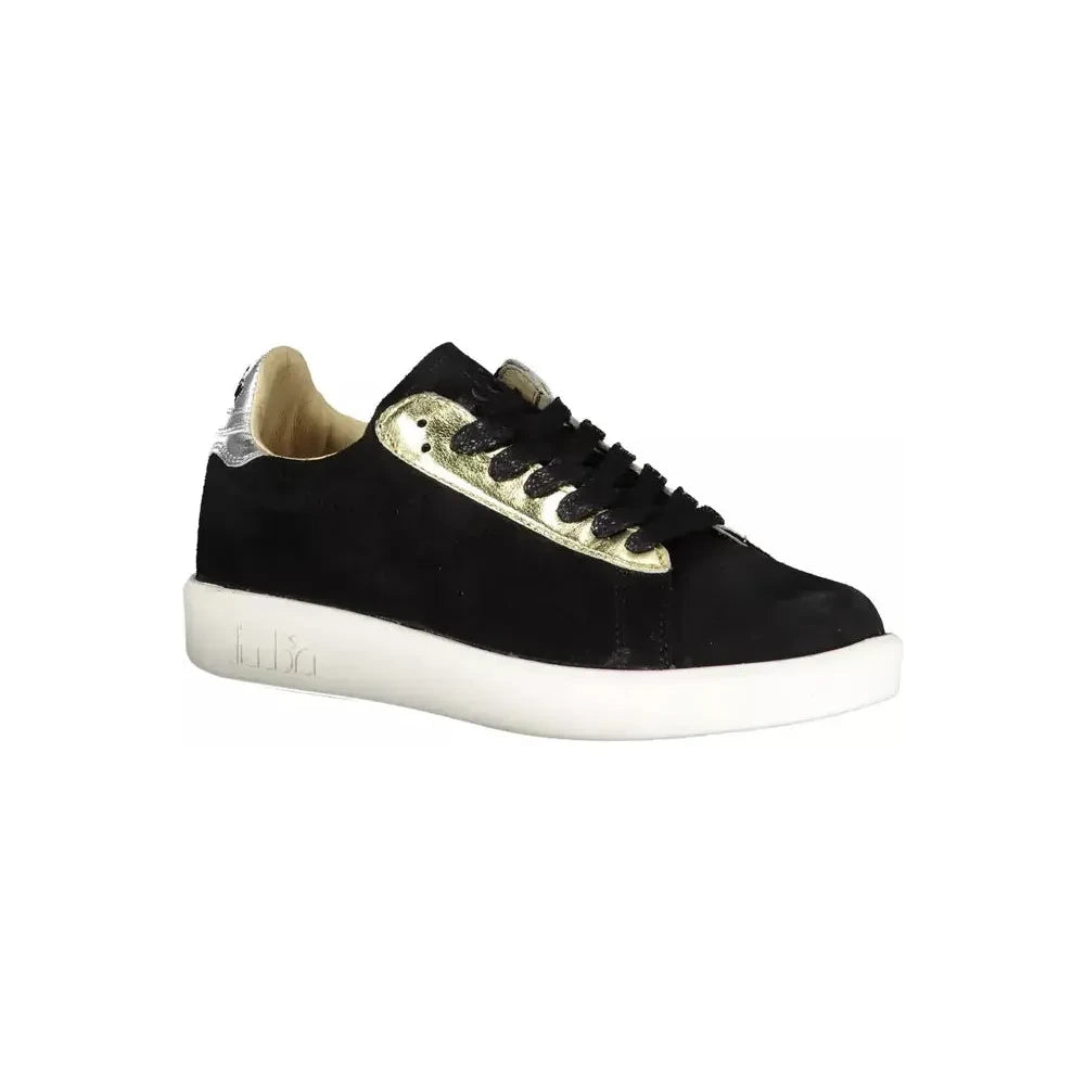 Diadora Elegant Black Leather Sneakers with Contrasting Details Diadora