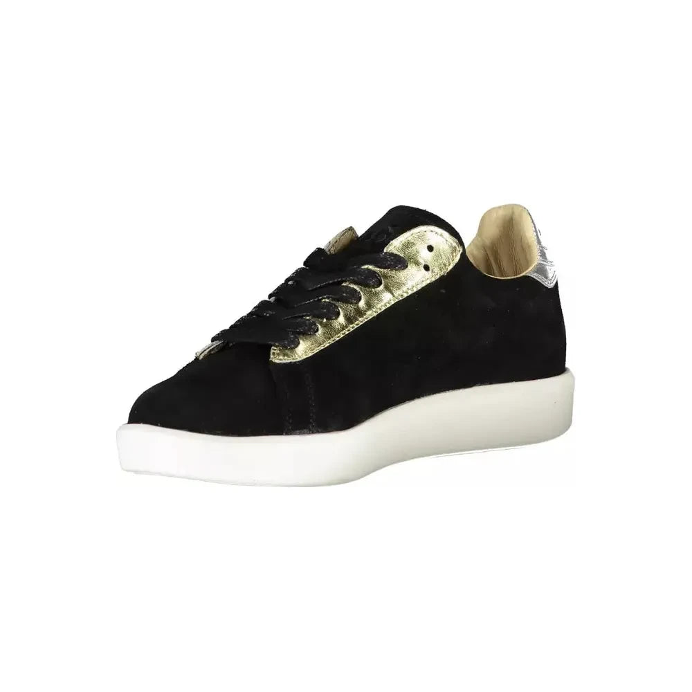 Diadora Elegant Black Leather Sneakers with Contrasting Details Diadora