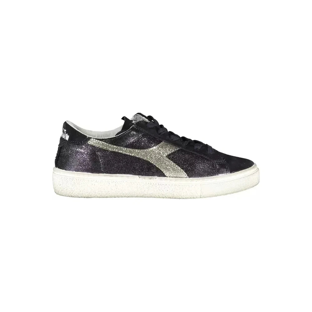 Diadora Elegant Black Lace-Up Sneakers with Contrasting Details Diadora